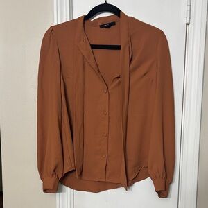 Tie Front Orange Blouse